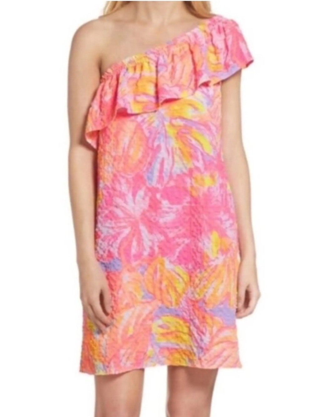 Cocktail One-Shoulder Neon Vibrant colors Lilly Pulitzer Emmeline Dress Size S